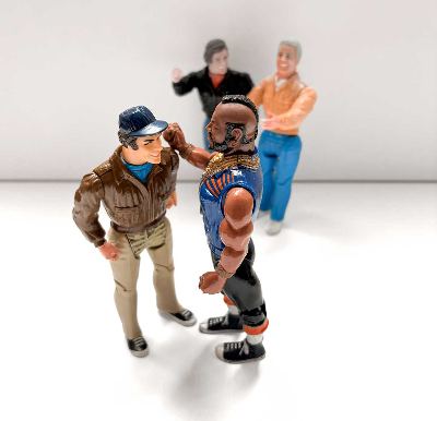 Galoob The A-Team Figure Set Mr. T Hannibal Face Murdock 1983 Vintage